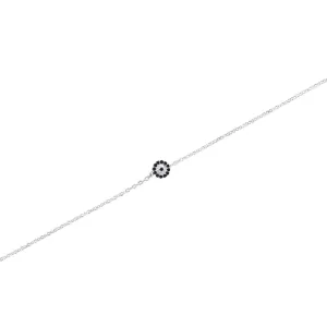 Sterling Silver White and Blue Cubic Zirconia Evil Eye Anklet