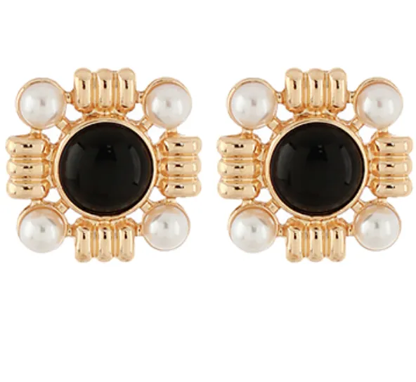 Stone and Pearl Earrings