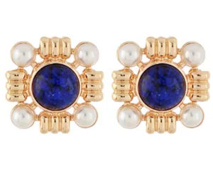 Stone and Pearl Earrings