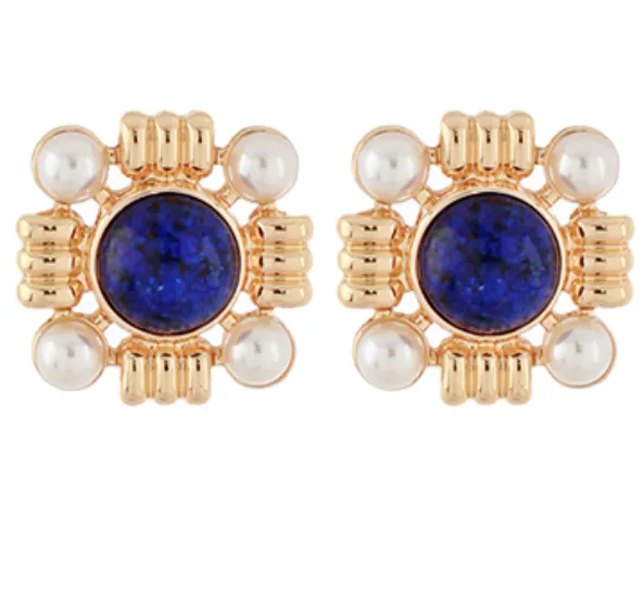 Stone and Pearl Earrings