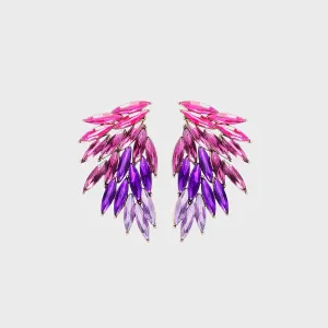 Stylish Alloy Acrylic Wing Earrings with Vibrant Color Gradient