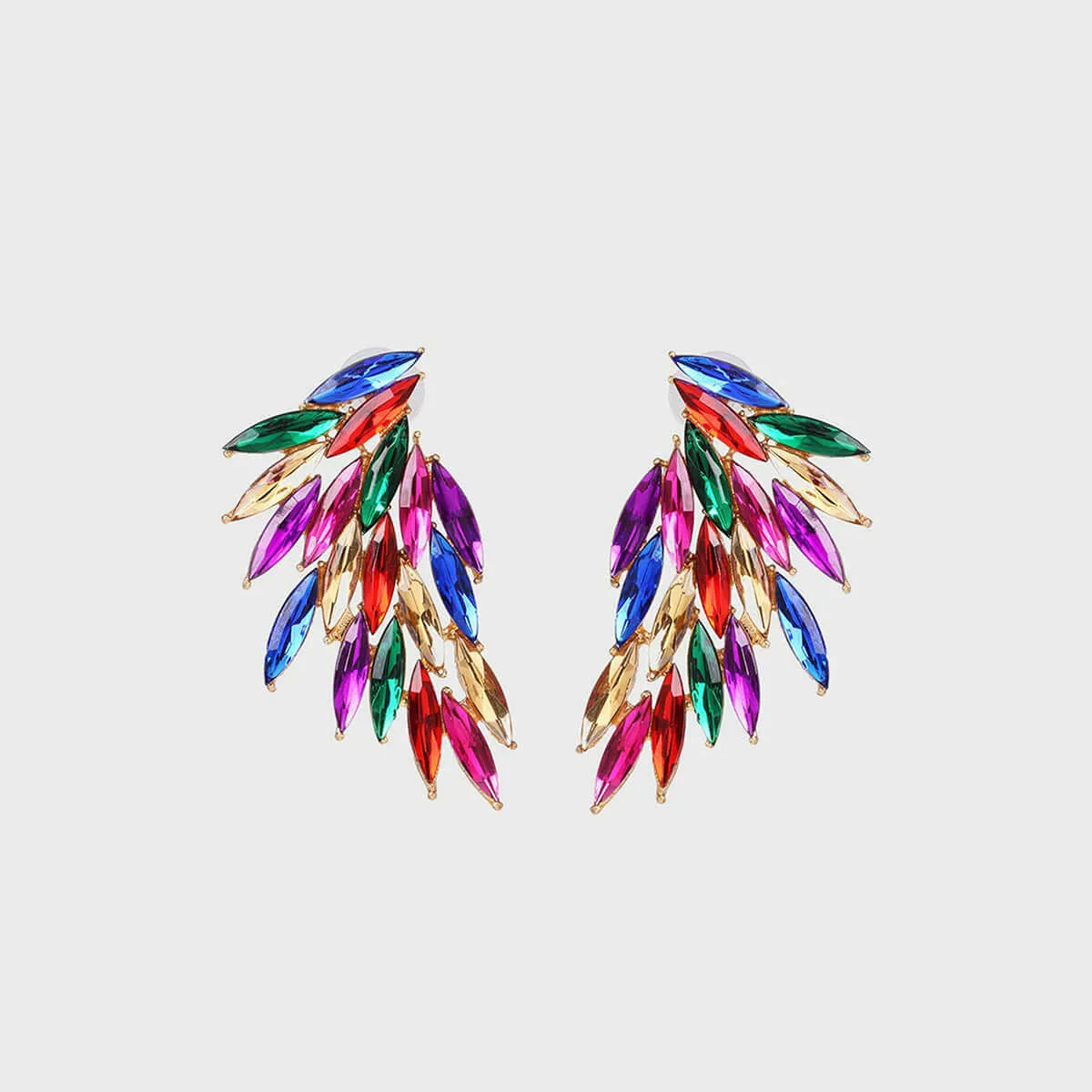 Stylish Alloy Acrylic Wing Earrings with Vibrant Color Gradient