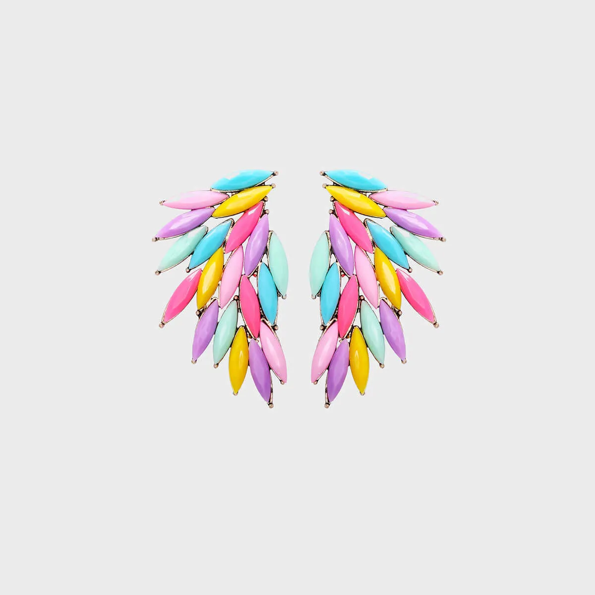 Stylish Alloy Acrylic Wing Earrings with Vibrant Color Gradient