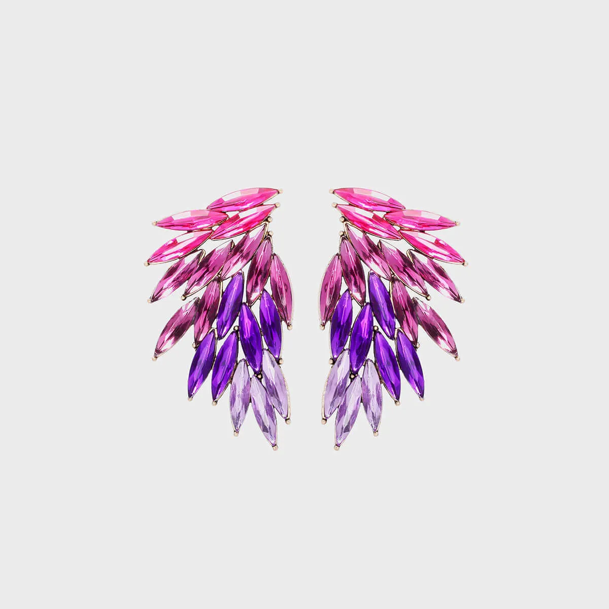 Stylish Alloy Acrylic Wing Earrings with Vibrant Color Gradient