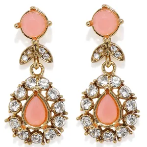 Stylish carrot pink crystals dangler earrings