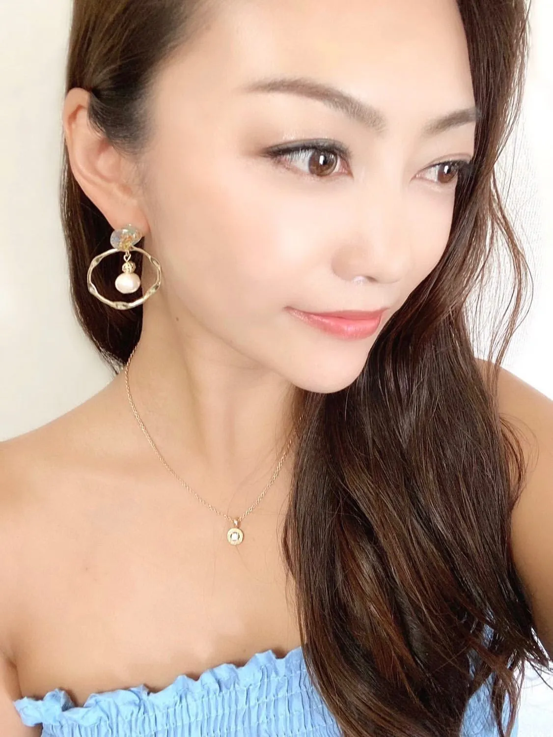 Suigetsu Hana ~ 2-way Pierced earrings with Ryukyu glass and cotton pearls