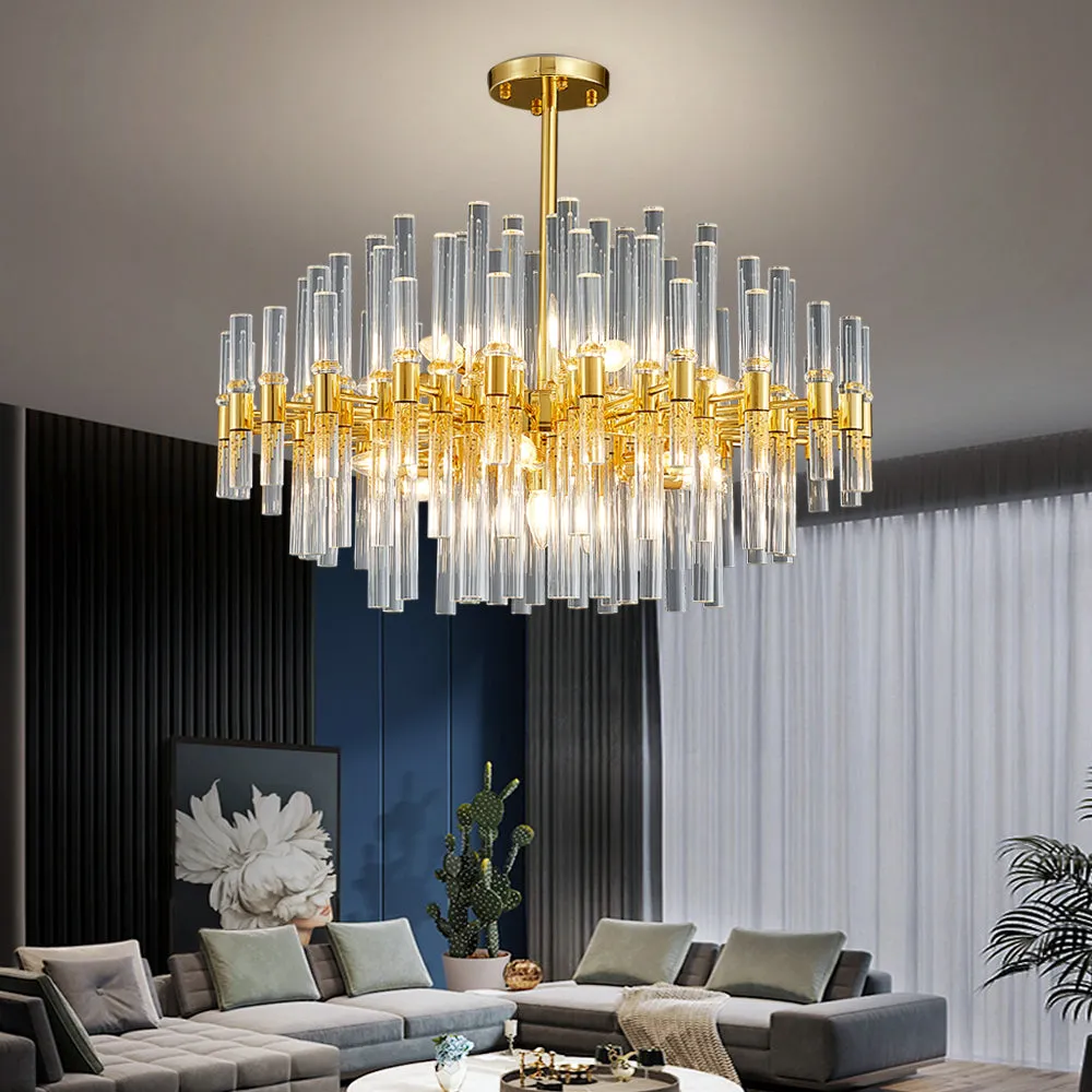 Summer In Santorini  Modern Chandelier Semi-Flushed Crystal Pendants