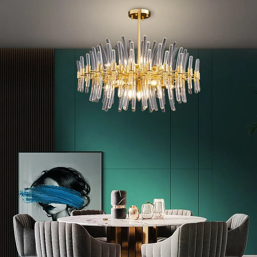 Summer In Santorini  Modern Chandelier Semi-Flushed Crystal Pendants