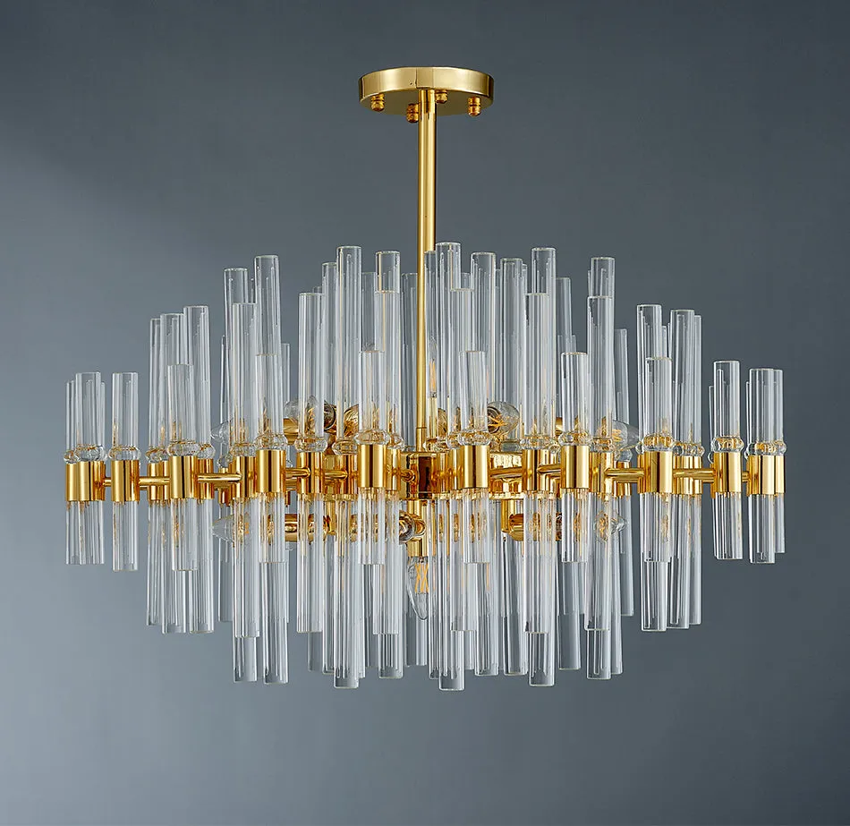 Summer In Santorini  Modern Chandelier Semi-Flushed Crystal Pendants
