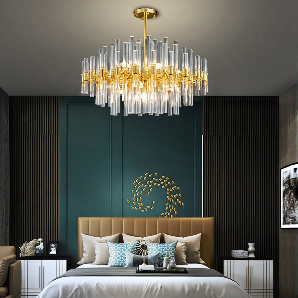Summer In Santorini  Modern Chandelier Semi-Flushed Crystal Pendants