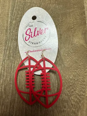 Sway Clay Earrings- "Red Football Outline"