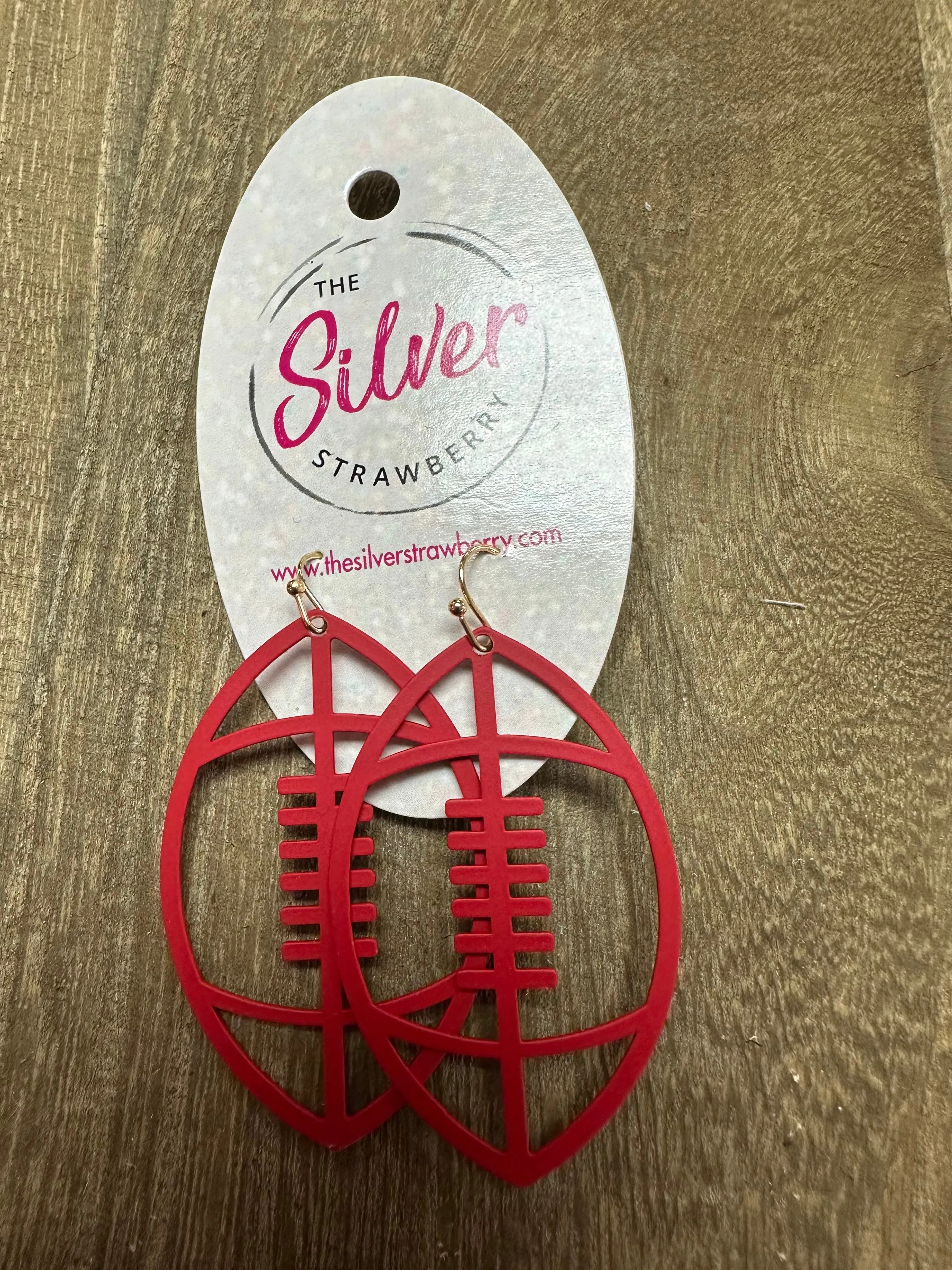 Sway Clay Earrings- "Red Football Outline"