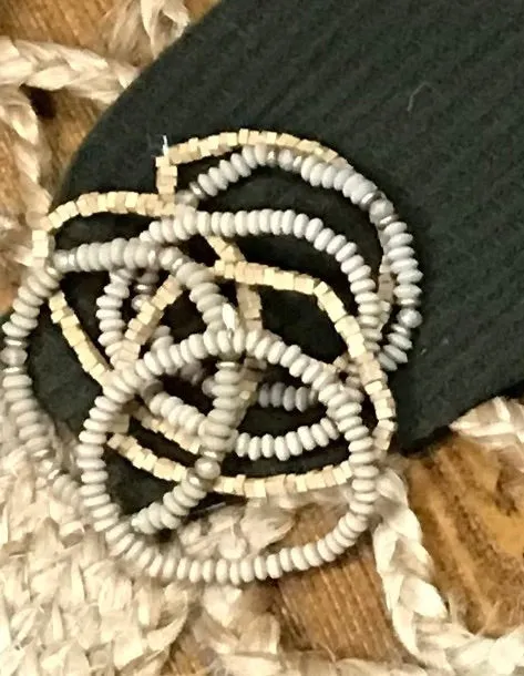Tan 7 Strand Beaded Bracelet Set