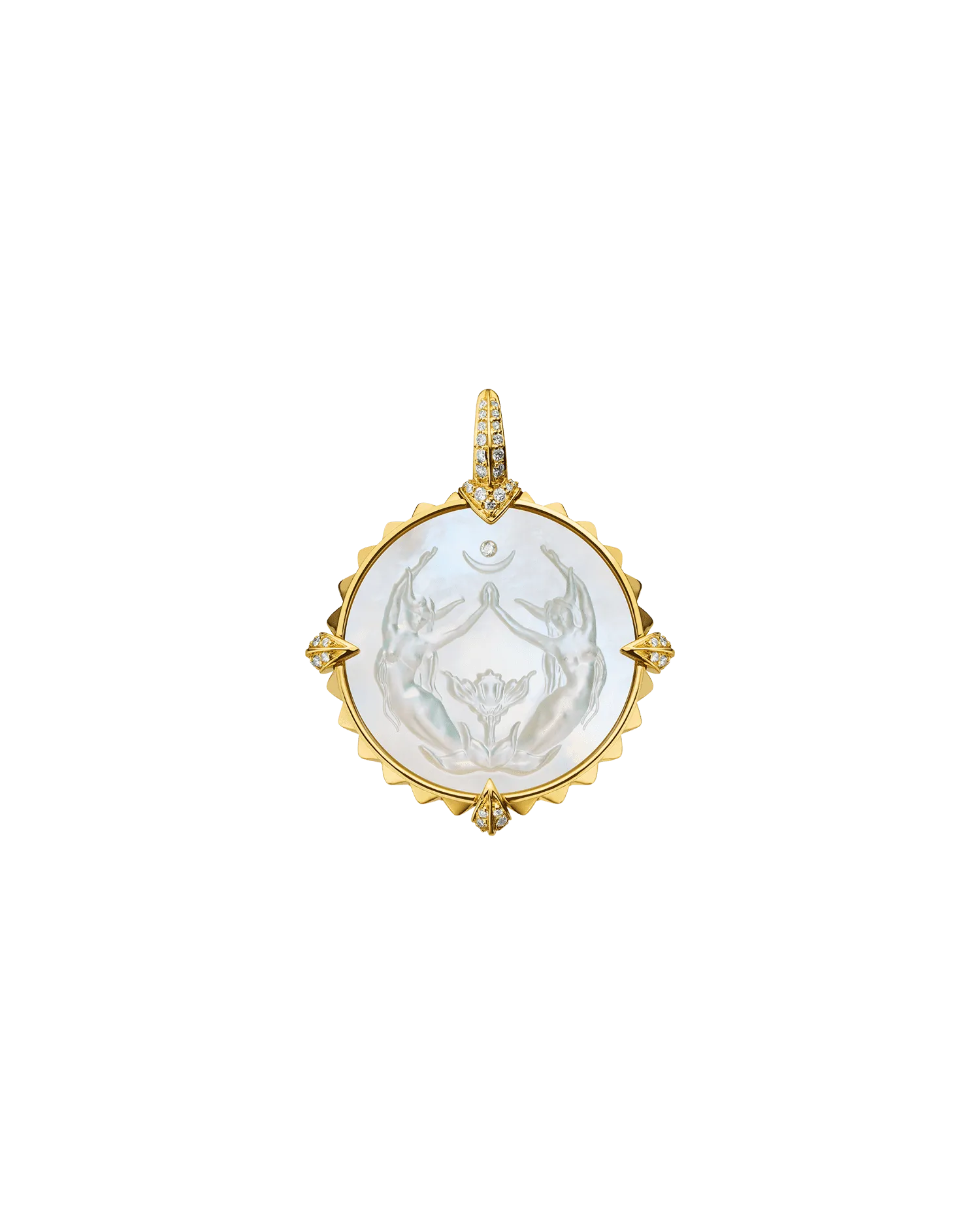 Taurus Coin Charm | Mother of Pearl, Diamonds, and Yellow Gold