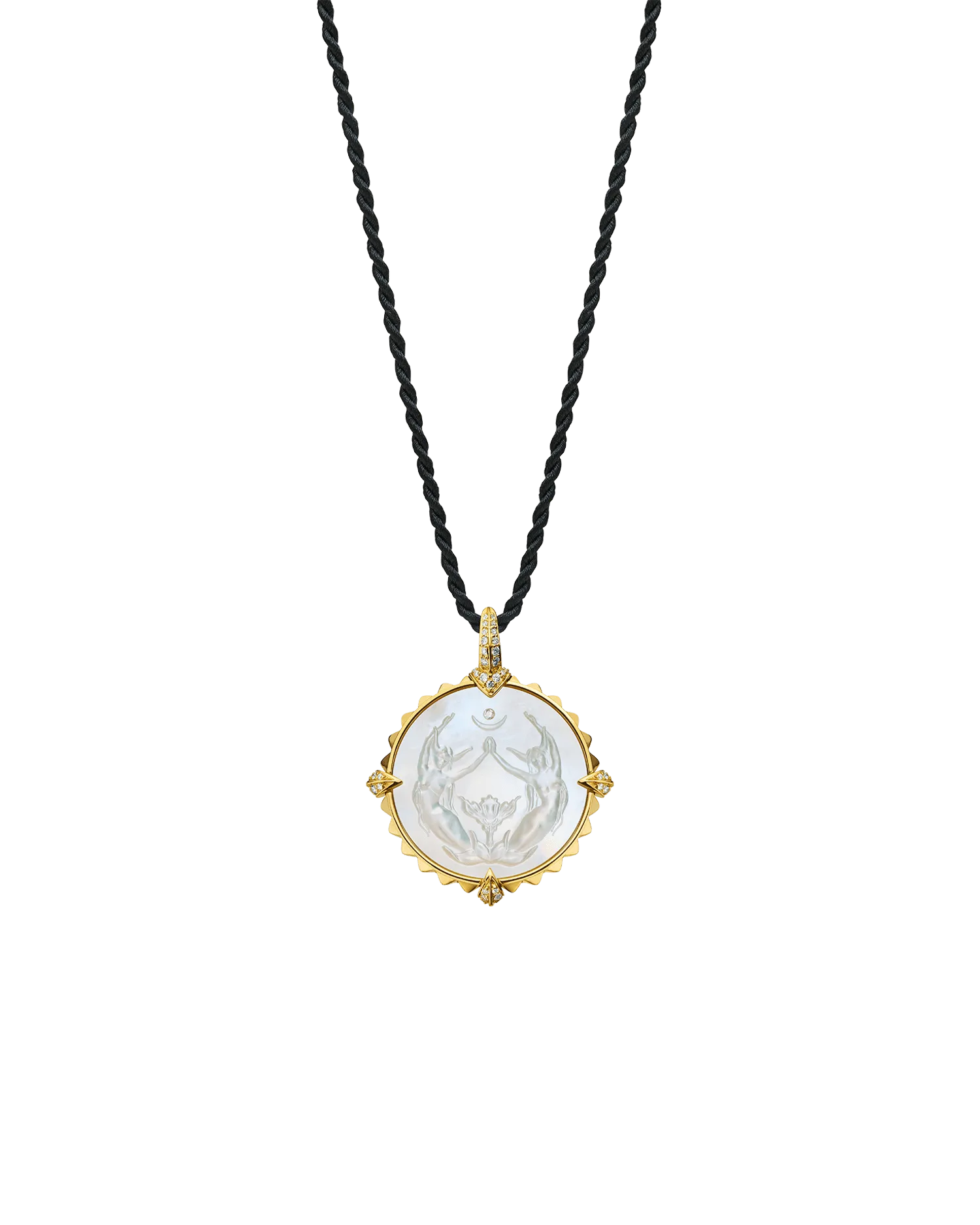 Taurus Coin Charm | Mother of Pearl, Diamonds, and Yellow Gold