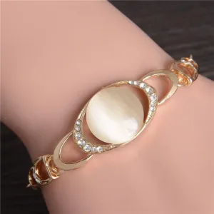TBOO Luxury Golden Plated Charm Crystal Cubic Zircon Opal Stone Beads Bracelet For Women
