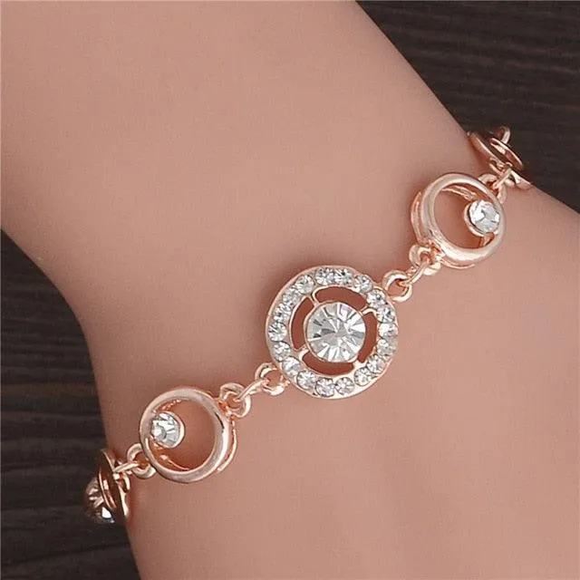 TBOO Luxury Golden Plated Charm Crystal Cubic Zircon Opal Stone Beads Bracelet For Women