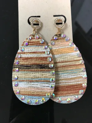 Teardrop Fall Stripe w/rhinestone Earrings