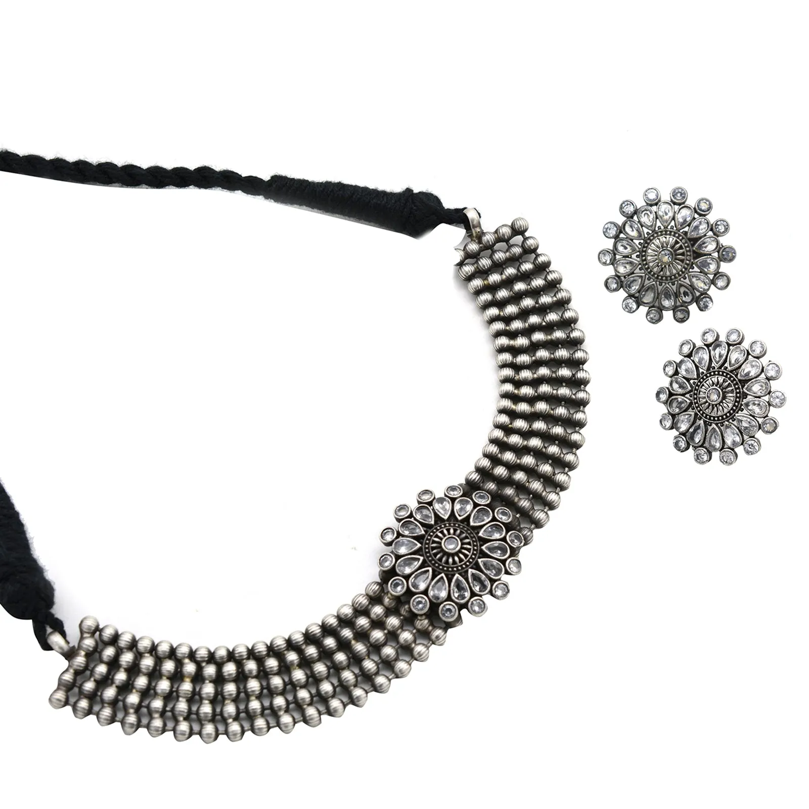 Teejh Nimisha White Metallic Silver Oxidized Jewelry Gift Set