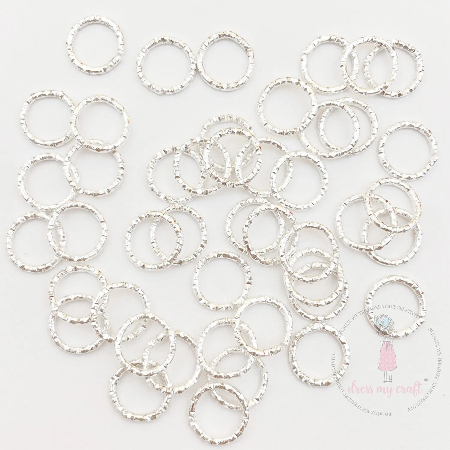 Textured Jump Rings - Silver 8 MM