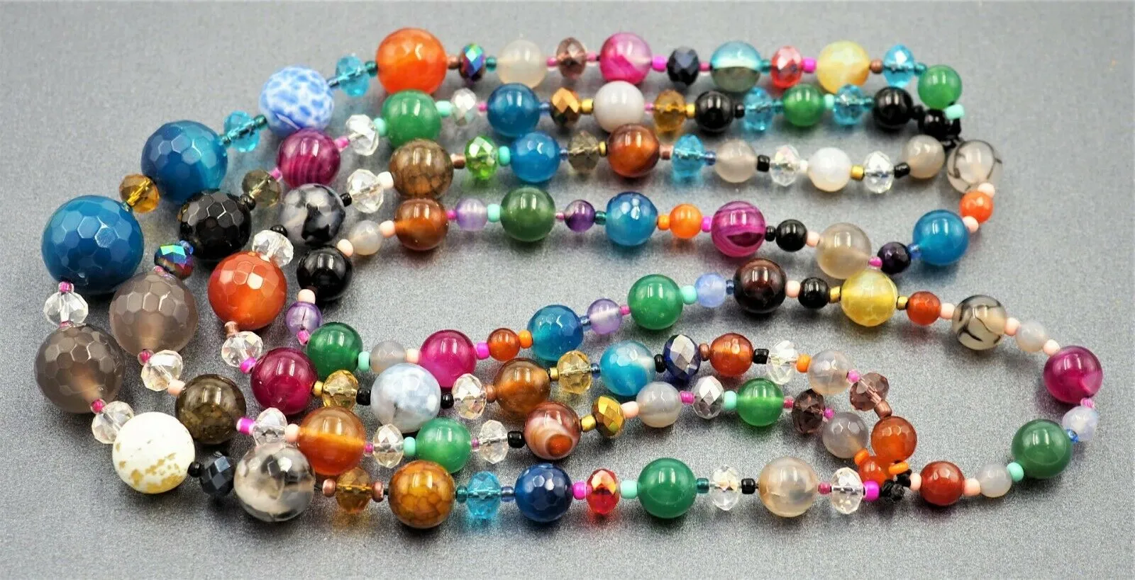 Three Strand Glass Beads Necklace