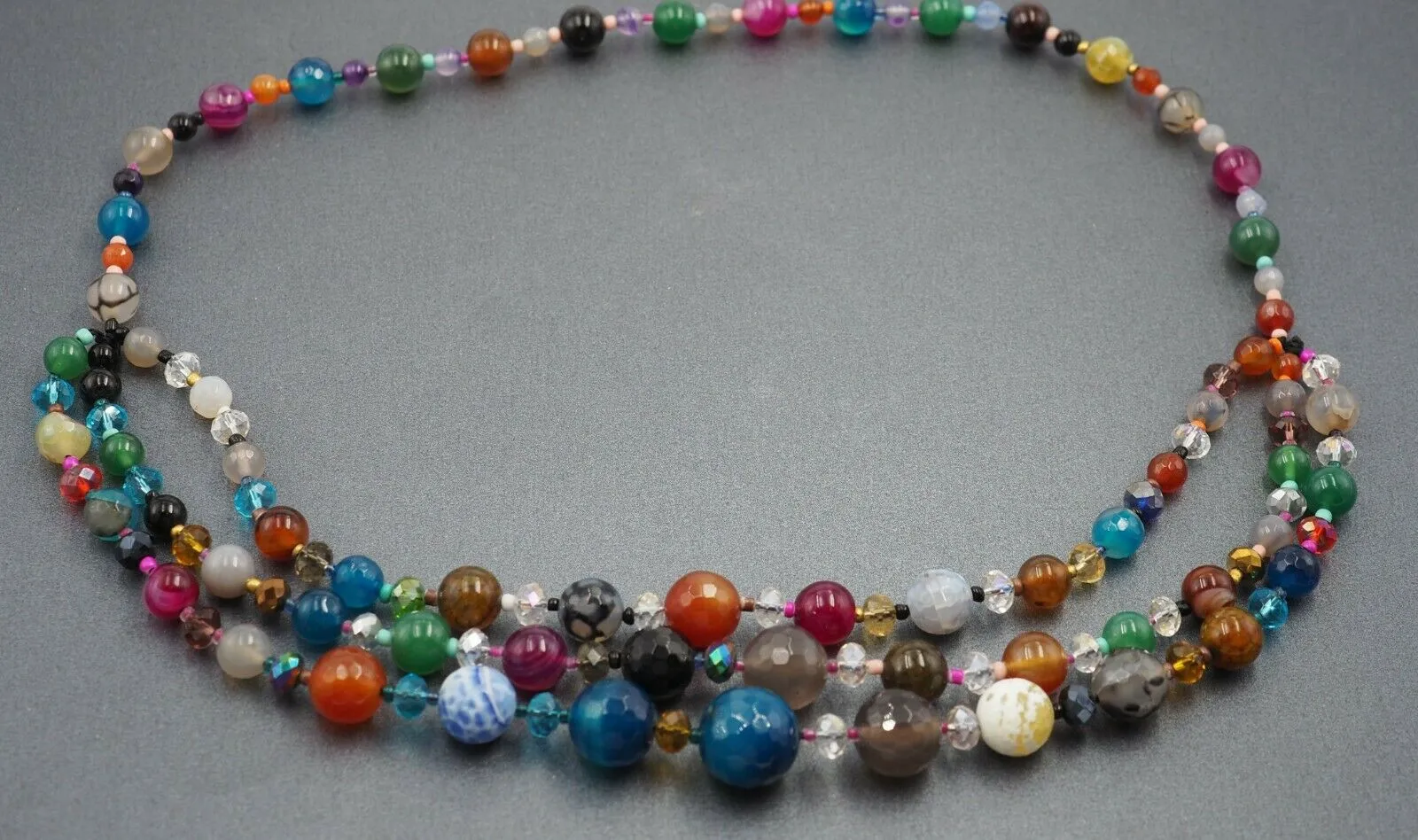 Three Strand Glass Beads Necklace