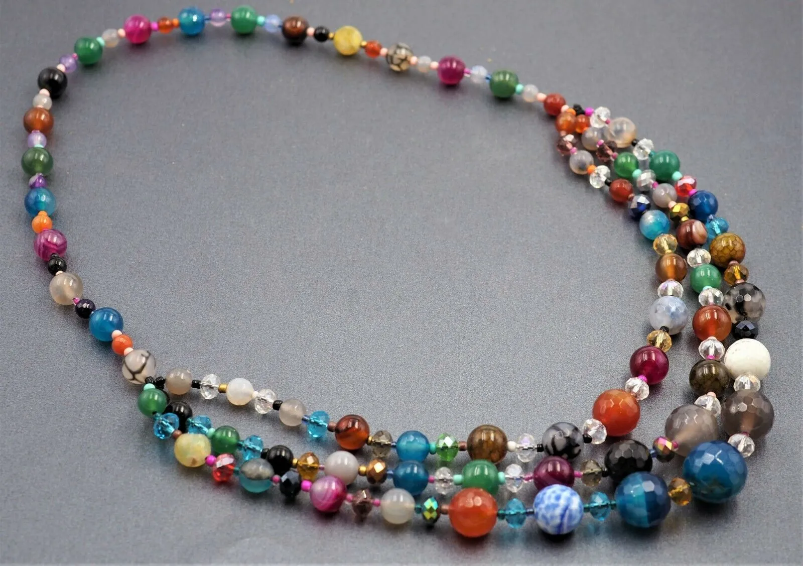 Three Strand Glass Beads Necklace