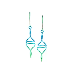 Titanium Green 3D Open Strand Drop Earrings