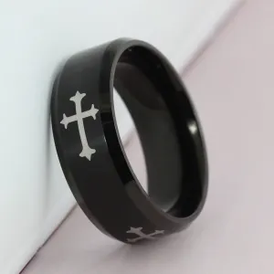 Titanium Steel Ring Religion Cross Ring Fashion Ornament Trendy Men's Jewelry Ornament Men's Ring Wholesale