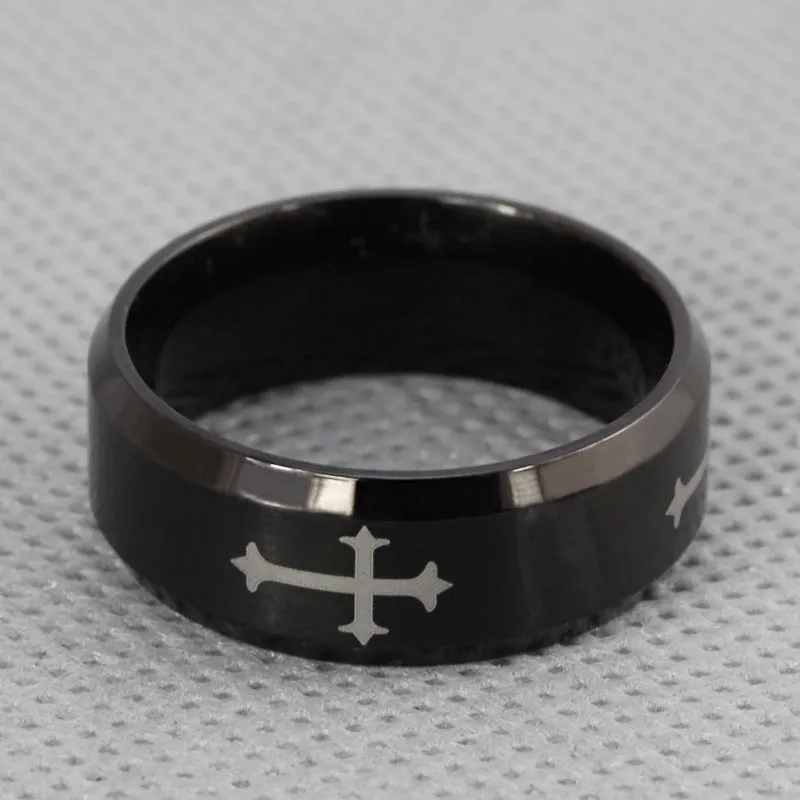 Titanium Steel Ring Religion Cross Ring Fashion Ornament Trendy Men's Jewelry Ornament Men's Ring Wholesale