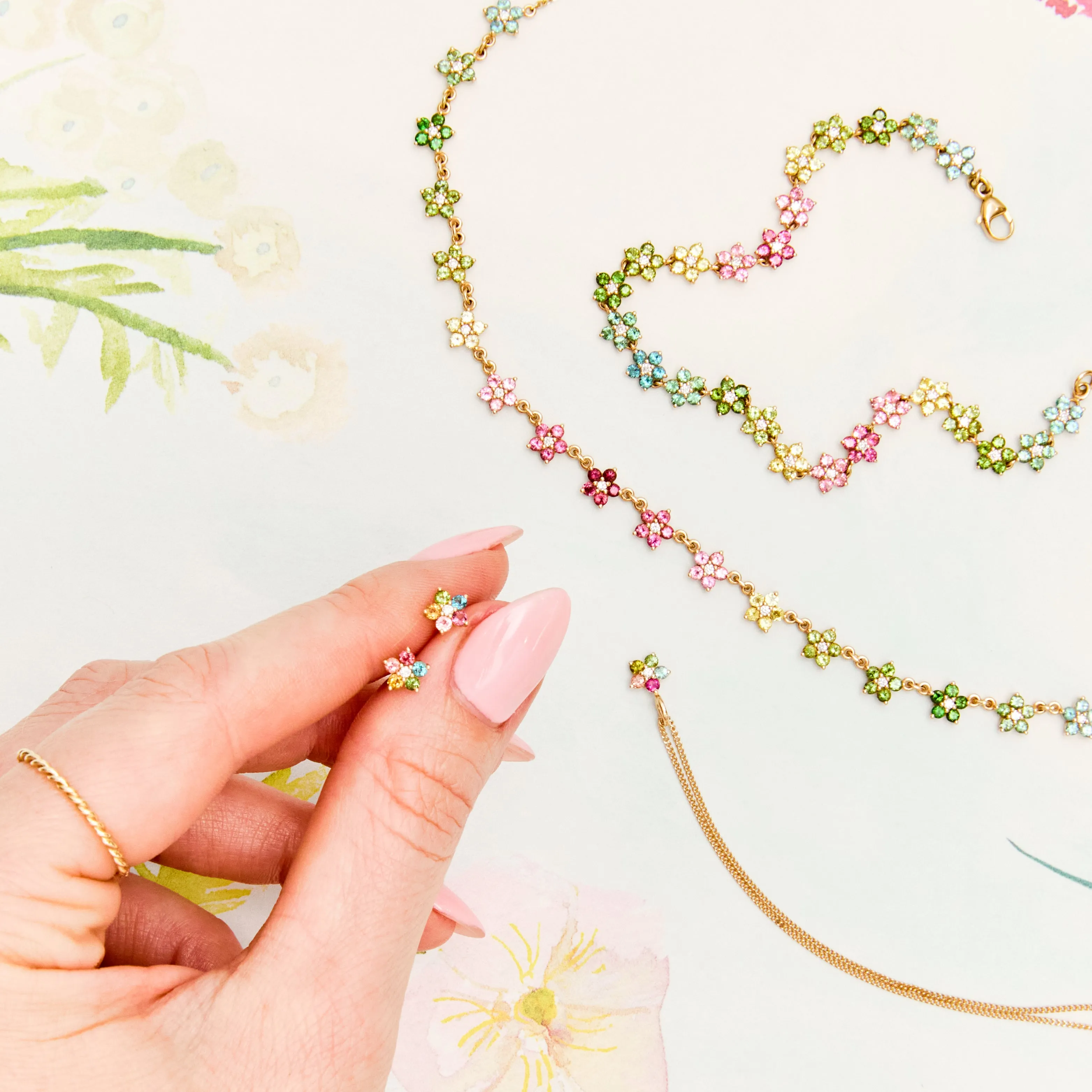 Tourmaline and Diamond Aurora Bracelet