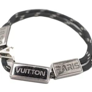 Trendy Inspired Louis Vuitton/ Mp2231 Lv Satellite Logo Bracelet Black Unisex