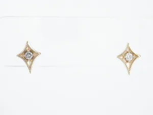 Triangle Earrings Modern .12 Round Brilliant Cut Diamonds in 14k Yellow Gold