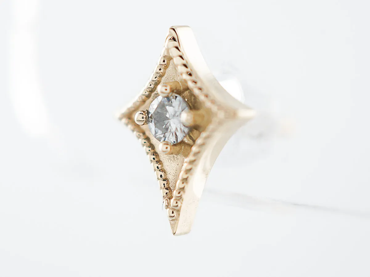 Triangle Earrings Modern .12 Round Brilliant Cut Diamonds in 14k Yellow Gold