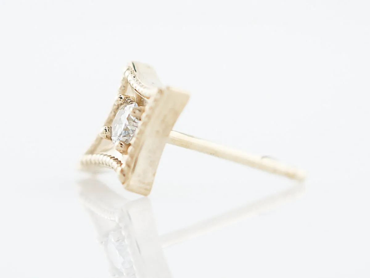 Triangle Earrings Modern .12 Round Brilliant Cut Diamonds in 14k Yellow Gold