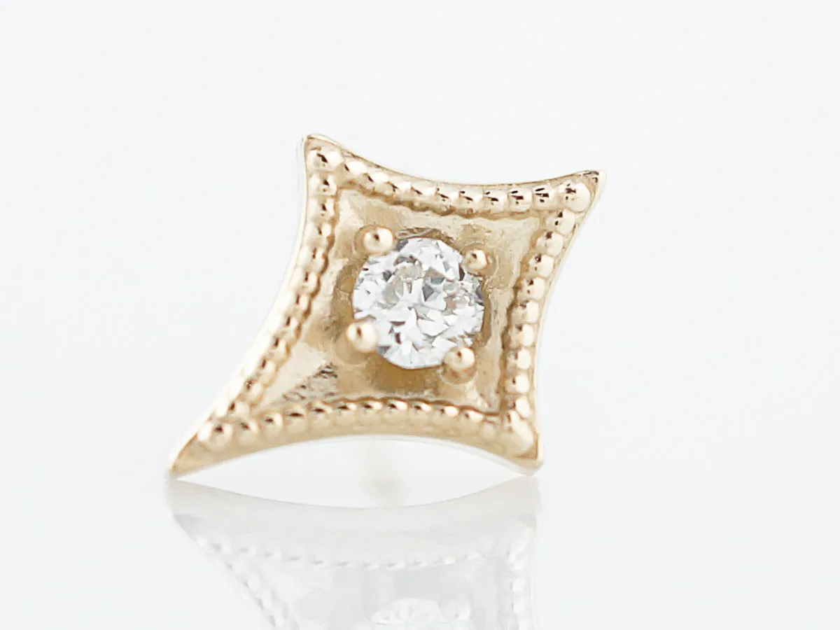 Triangle Earrings Modern .12 Round Brilliant Cut Diamonds in 14k Yellow Gold