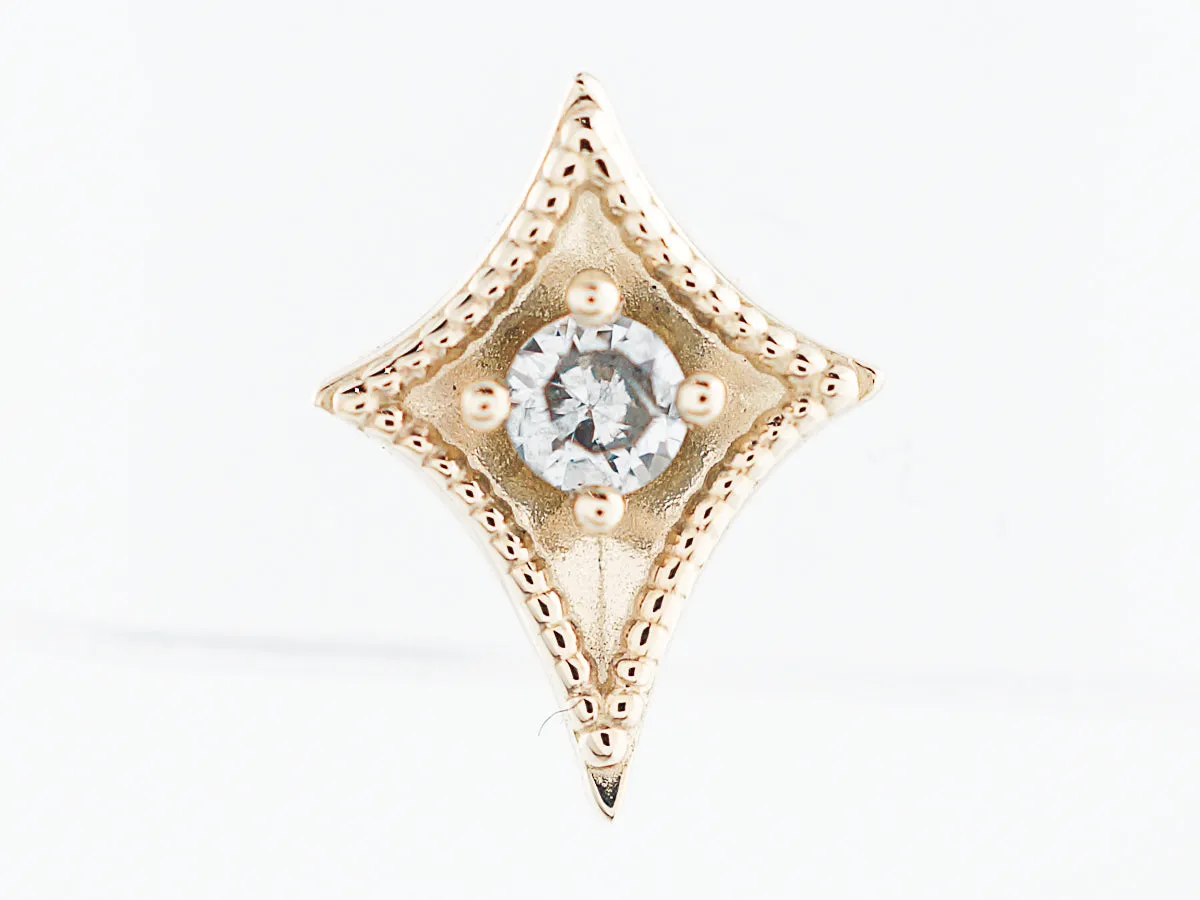 Triangle Earrings Modern .12 Round Brilliant Cut Diamonds in 14k Yellow Gold