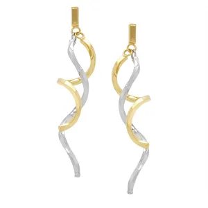 TWO-TONE GOLD SWIRL DANGLE EARRINGS