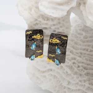 Varsha Sky Blue Topaz Earrings in Sterling Silver
