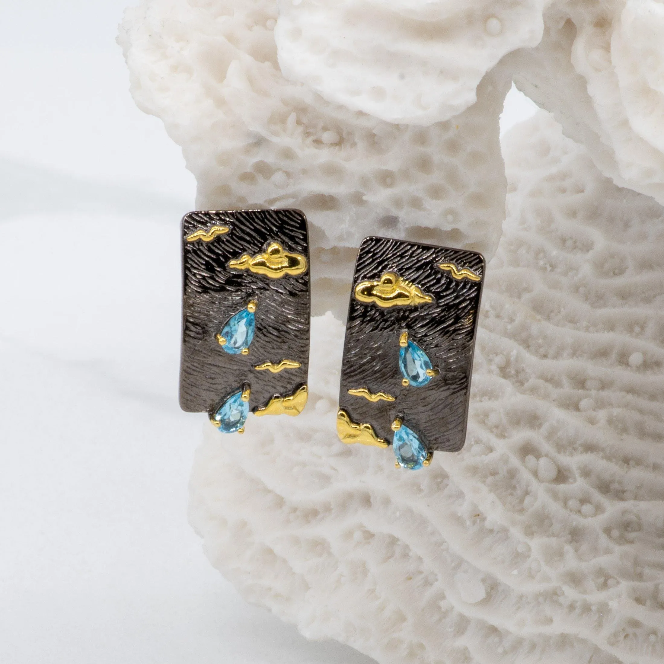 Varsha Sky Blue Topaz Earrings in Sterling Silver