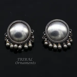 Vintage design 925 sterling silver plain style handmade round design fabulous Stud earrings tribal jewelry from Rajasthan india  s1103