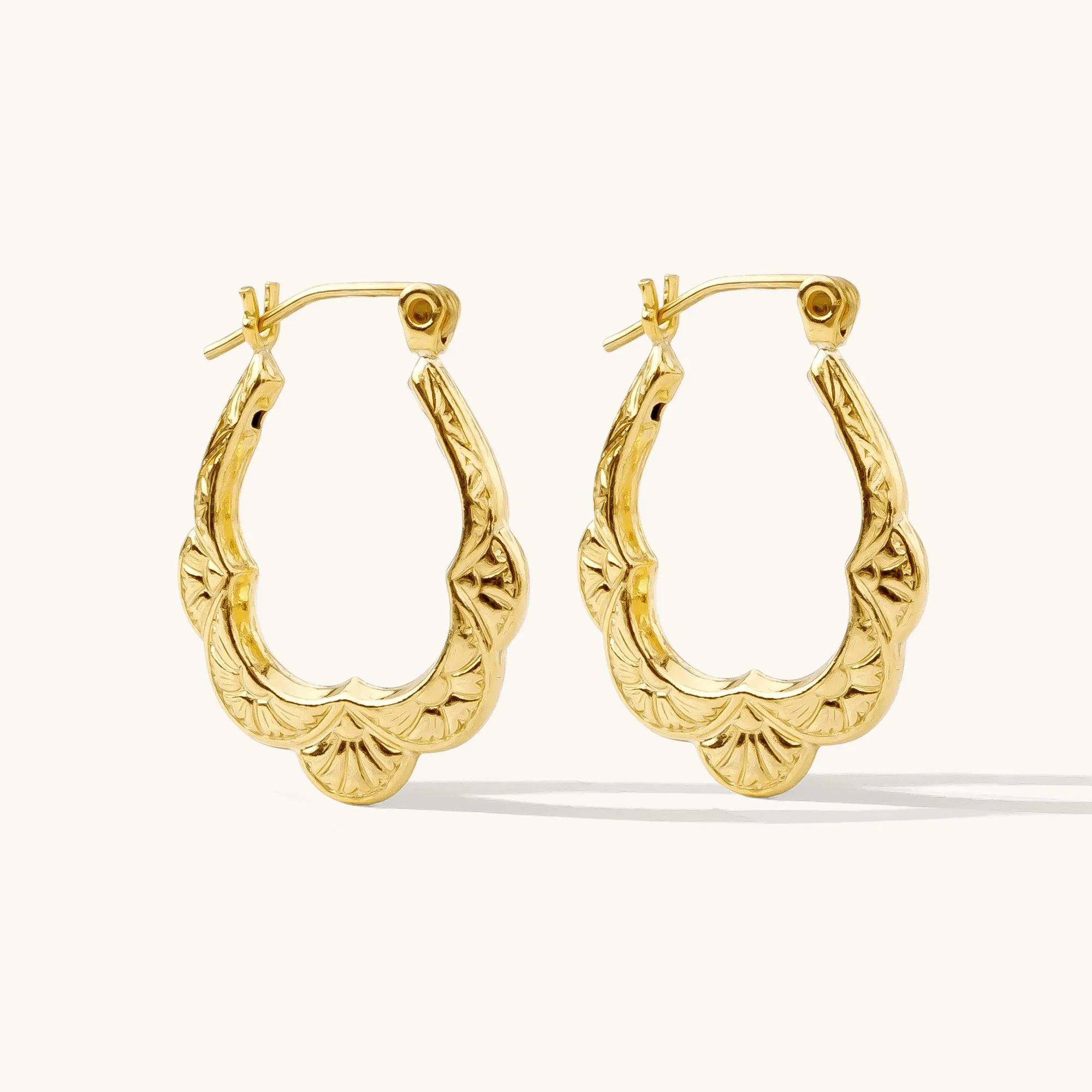 Vintage Scalloped Hoop Earrings