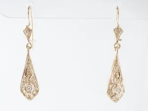 Vintage Style Earrings w/ Old European Diamonds in Yellow Gold