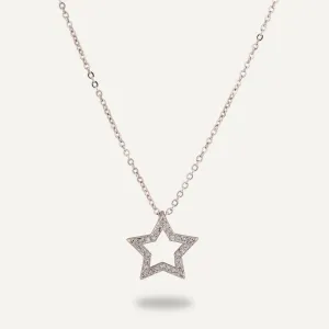 Vivienne Star Pendant Necklace In White Gold-Tone