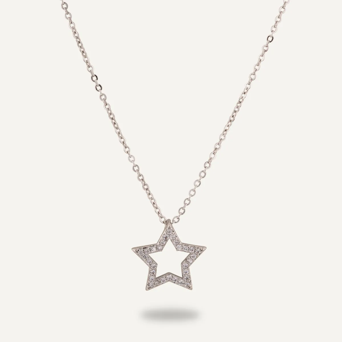Vivienne Star Pendant Necklace In White Gold-Tone