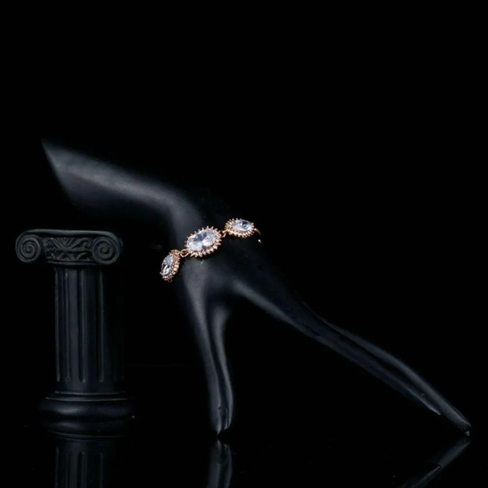 White Cubic Zirconia Link Chain Bracelet