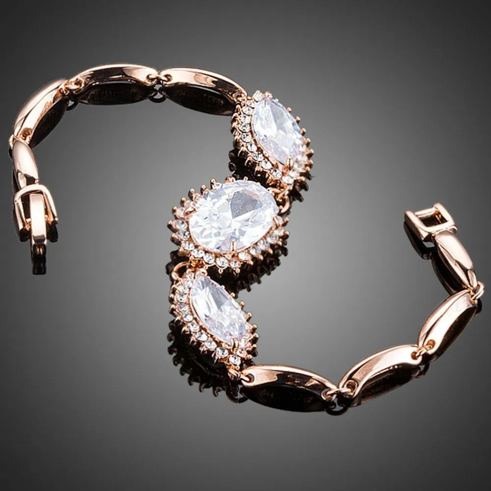 White Cubic Zirconia Link Chain Bracelet