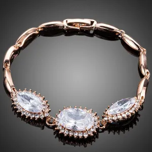 White Cubic Zirconia Link Chain Bracelet