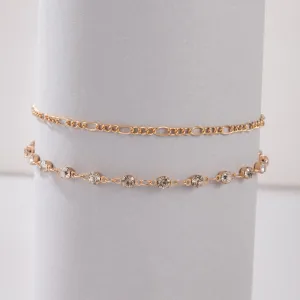 Wholesale diamond-encrusted double-layer anklet simple chain multi-layer JDC-AS-C137