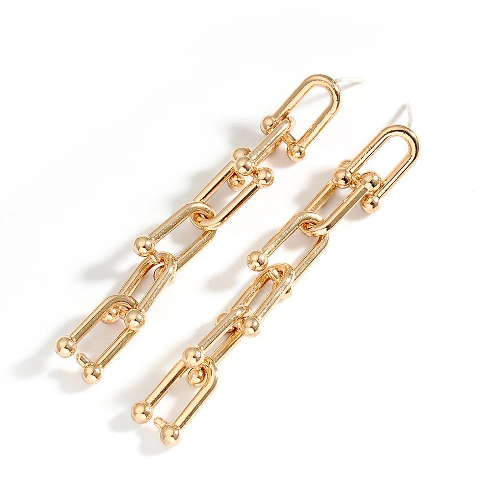 Wholesale Simple U-shaped Horseshoe Buckle Stitching Bracelet Necklace and Earrings Set